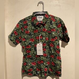Hisbiscus Flower Pattern Button Shirt for Kids Size 6 L New With Tags!